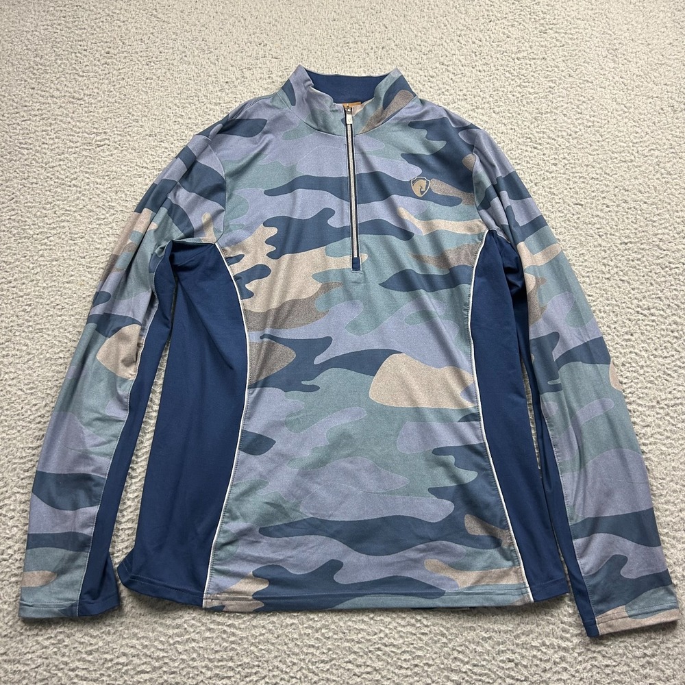 Arista Equestrian Shirt Women's Large Blue Camouflage Pullover 1/4 Zip